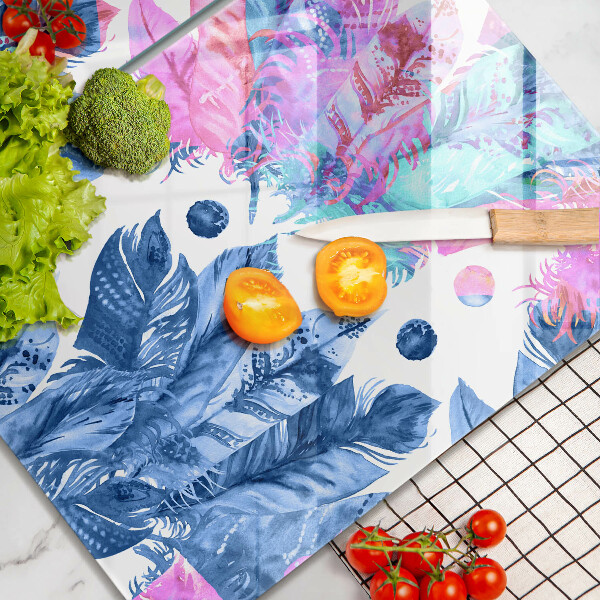 Főzőlap védő üveglap Tollak boho illusztráció