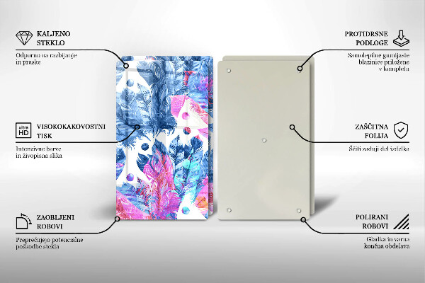 Főzőlap védő üveglap Tollak boho illusztráció