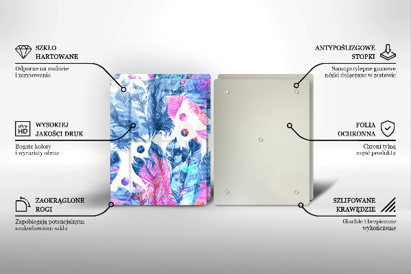 Főzőlap védő üveglap Tollak boho illusztráció