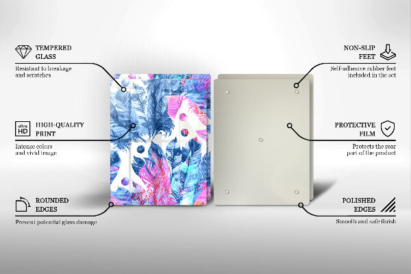 Főzőlap védő üveglap Tollak boho illusztráció