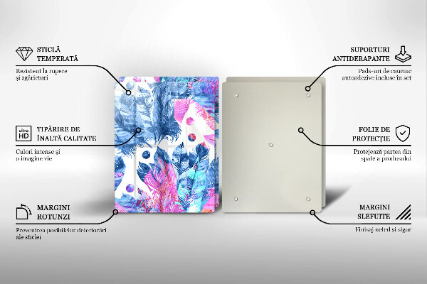 Főzőlap védő üveglap Tollak boho illusztráció