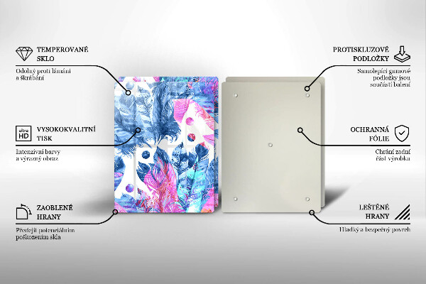 Főzőlap védő üveglap Tollak boho illusztráció