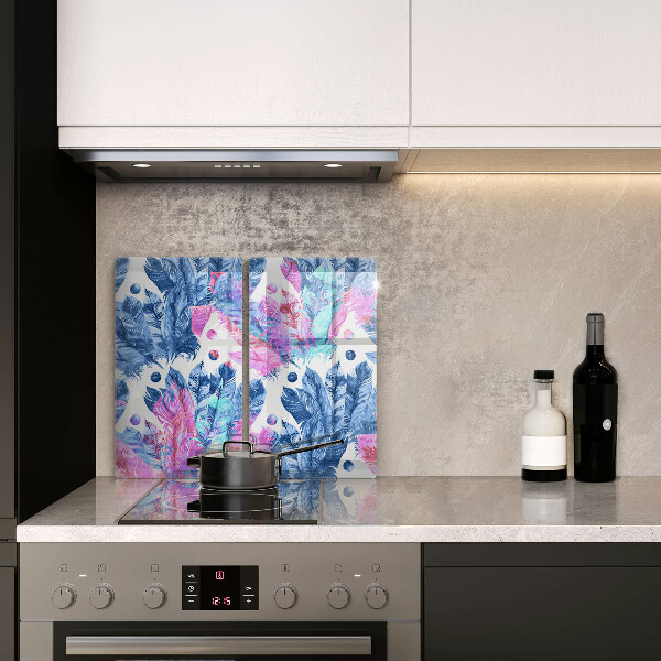 Főzőlap védő üveglap Tollak boho illusztráció