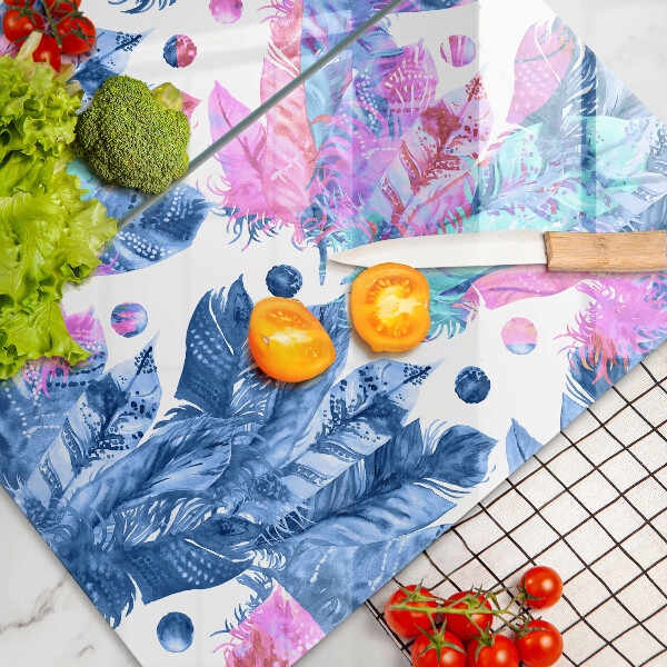 Főzőlap védő üveglap Tollak boho illusztráció