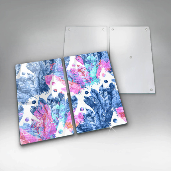 Főzőlap védő üveglap Tollak boho illusztráció