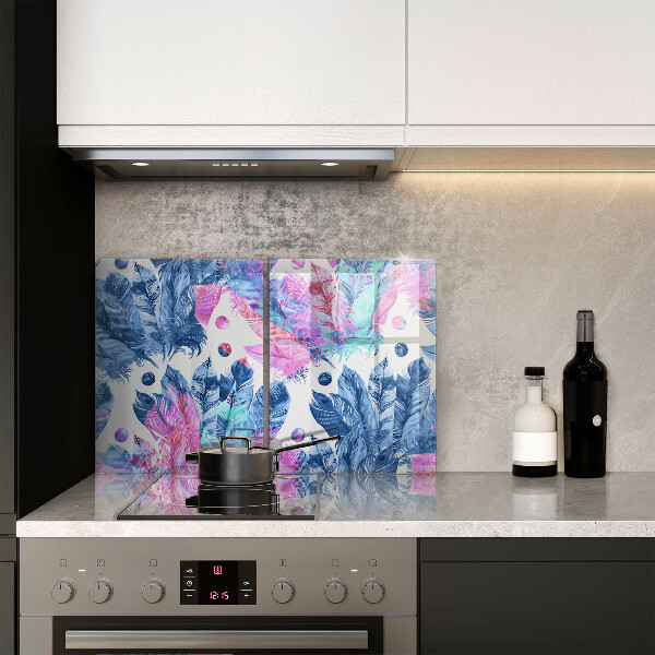 Főzőlap védő üveglap Tollak boho illusztráció