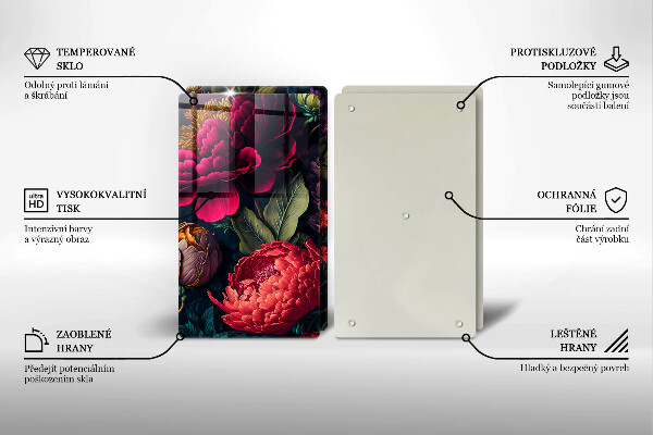 Főzőlap védő üveglap Gyönyörű virágok