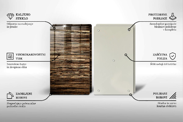 Főzőlap védő üveglap Fa textúra