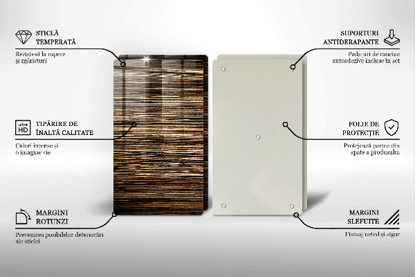 Főzőlap védő üveglap Fa textúra