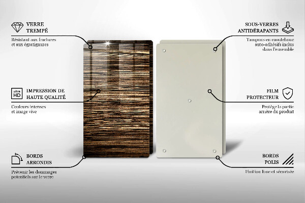 Főzőlap védő üveglap Fa textúra