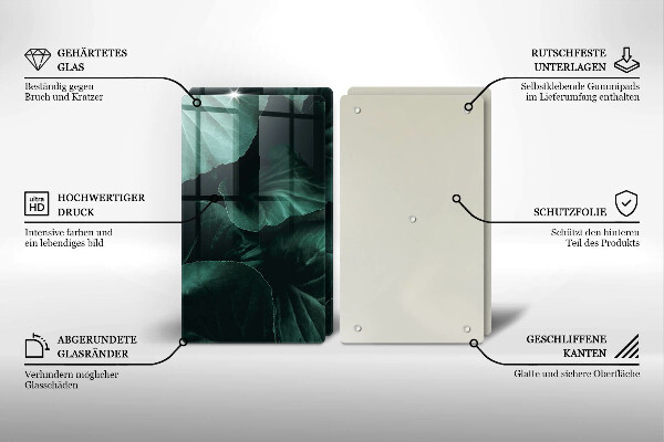 Főzőlap védő üveglap Vad sötét levelek