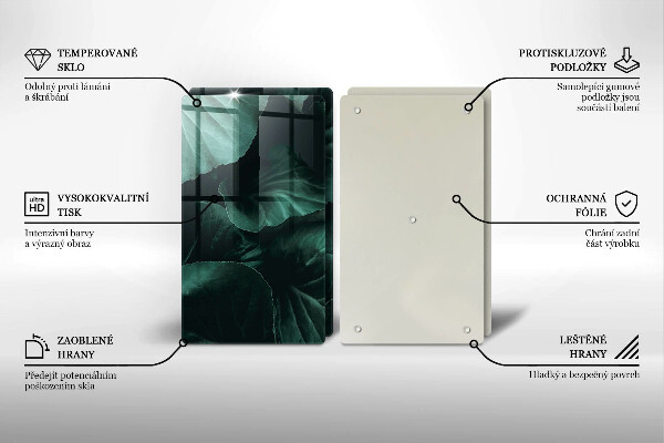 Főzőlap védő üveglap Vad sötét levelek