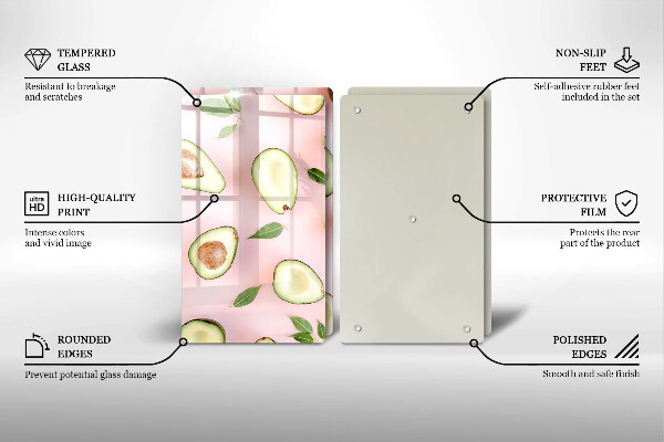 Főzőlap védő üveglap Avokádó minta