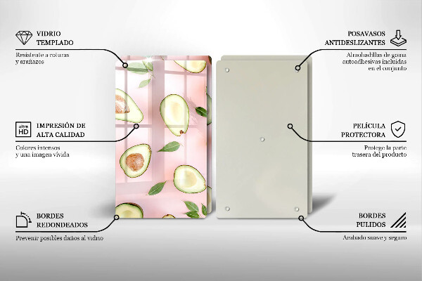 Főzőlap védő üveglap Avokádó minta