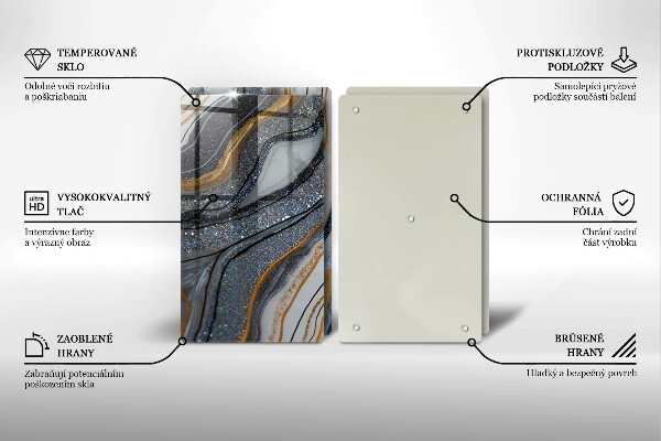 Főzőlap védő üveglap szikla arannyal