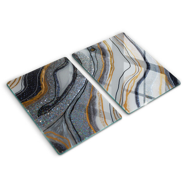 Főzőlap védő üveglap szikla arannyal