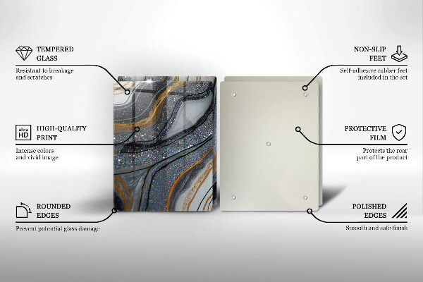 Főzőlap védő üveglap szikla arannyal