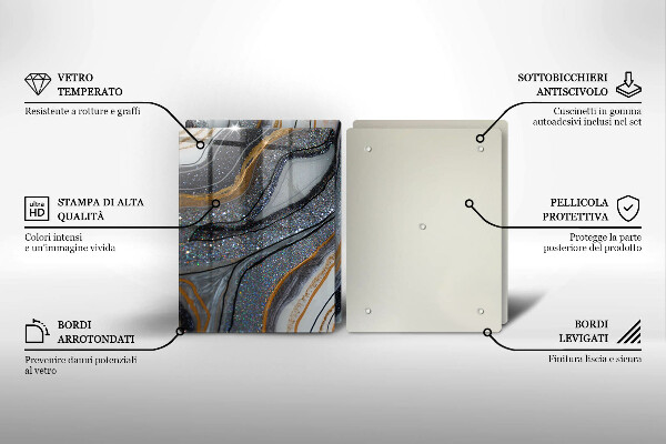 Főzőlap védő üveglap szikla arannyal