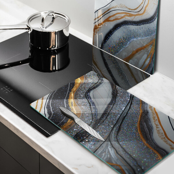 Főzőlap védő üveglap szikla arannyal