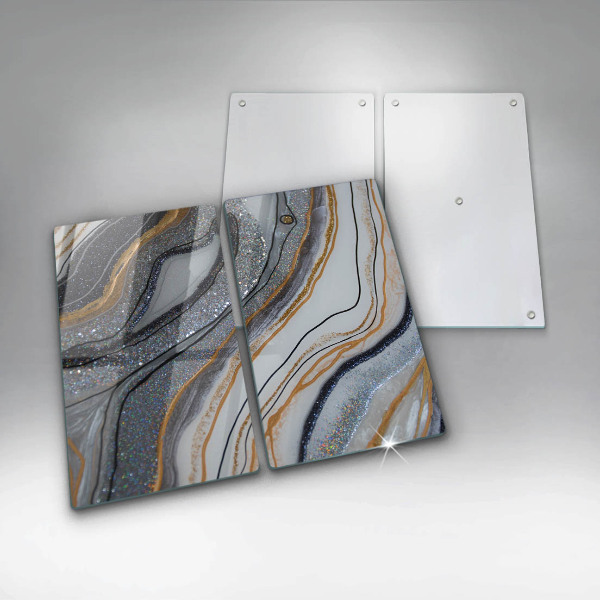 Főzőlap védő üveglap szikla arannyal