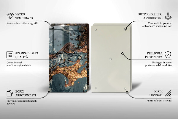 Főzőlap védő üveglap Arany sziklaszerkezet