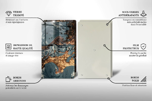 Főzőlap védő üveglap Arany sziklaszerkezet