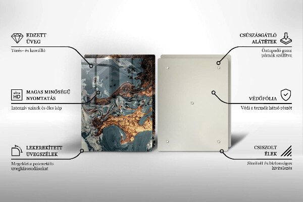 Főzőlap védő üveglap Arany sziklaszerkezet