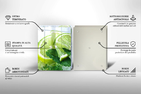 Főzőlap védő üveglap Lime menta és jég