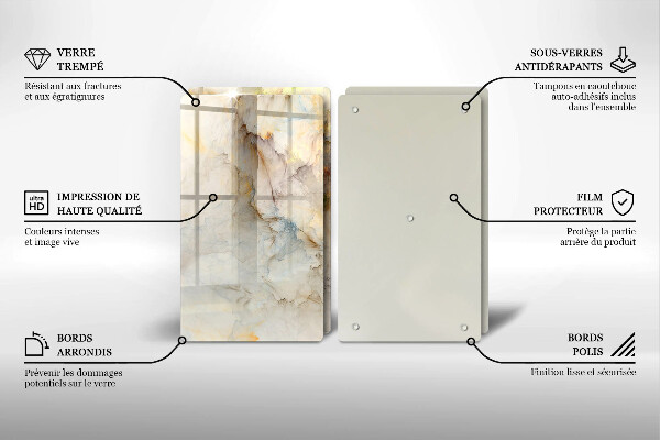 Főzőlap védő üveglap Márvány textúra arannyal