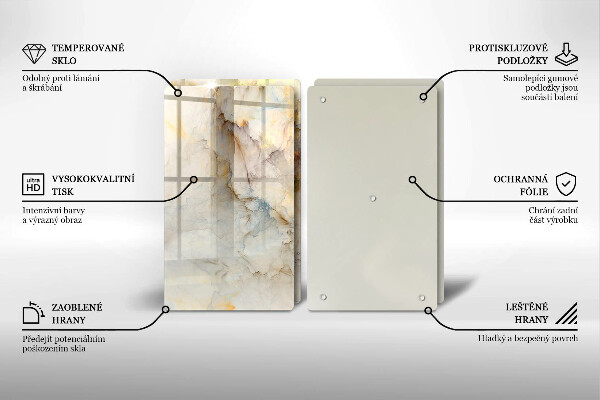 Főzőlap védő üveglap Márvány textúra arannyal