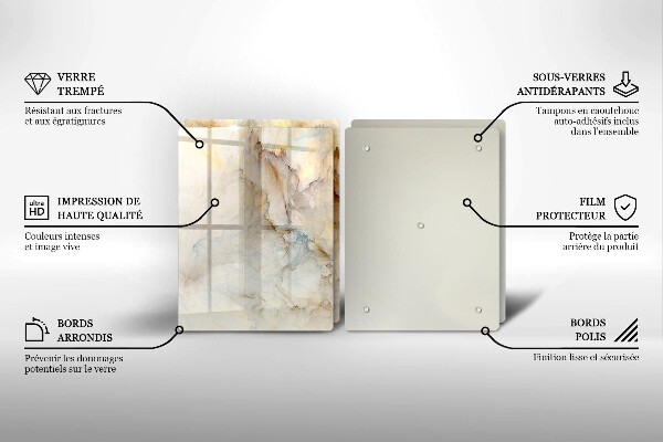 Főzőlap védő üveglap Márvány textúra arannyal