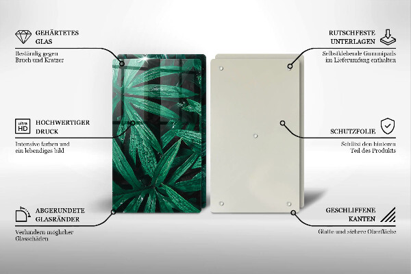 Főzőlap védő üveglap Növények levelei