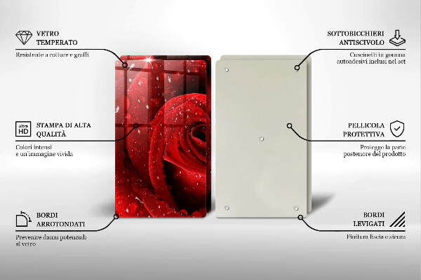 Főzőlap védő üveglap Rózsa virág szirmai