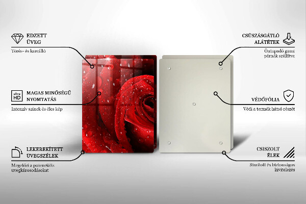 Főzőlap védő üveglap Rózsa virág szirmai