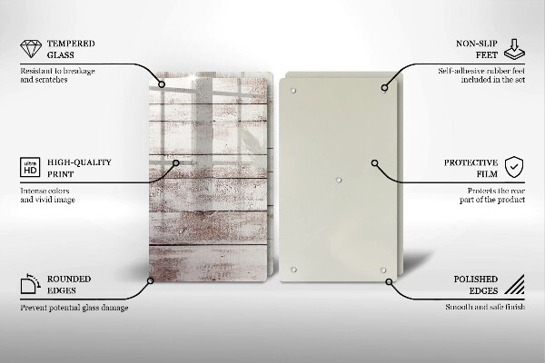 Főzőlap védő üveglap Régi fa táblák