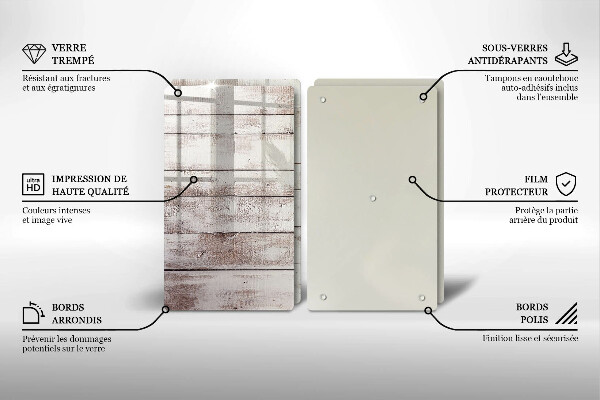 Főzőlap védő üveglap Régi fa táblák