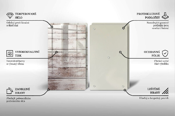 Főzőlap védő üveglap Régi fa táblák