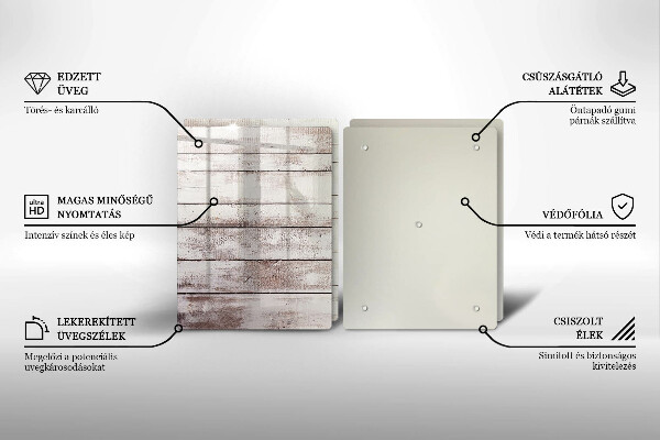 Főzőlap védő üveglap Régi fa táblák