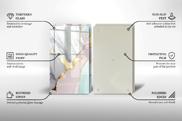 Főzőlap védő üveglap Pasztell márvány