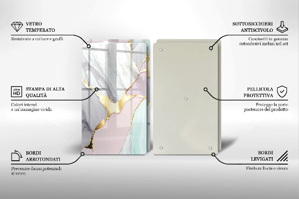 Főzőlap védő üveglap Pasztell márvány