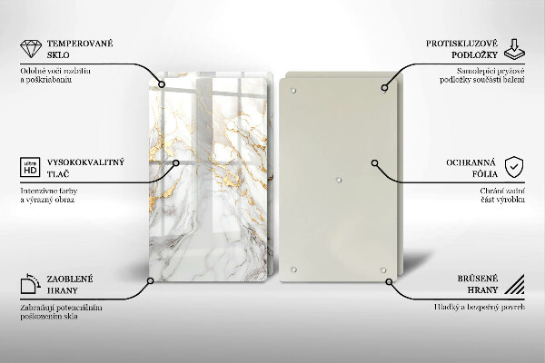 Főzőlap védő üveglap Világos márvány arannyal