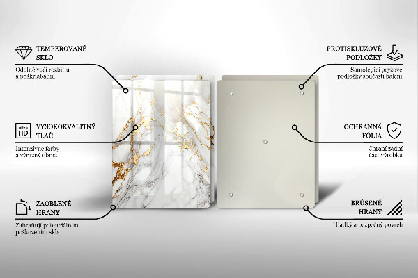 Főzőlap védő üveglap Világos márvány arannyal