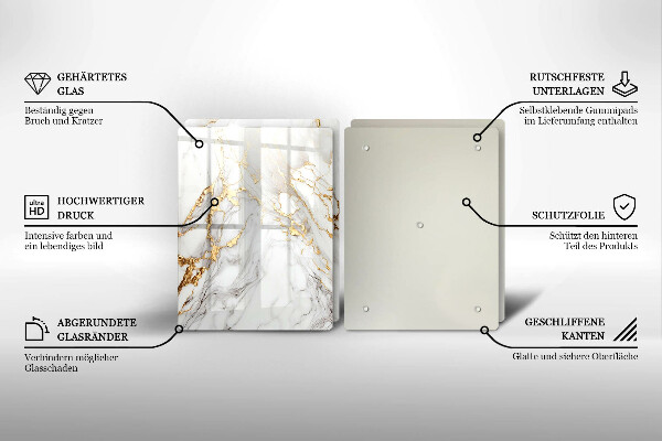 Főzőlap védő üveglap Világos márvány arannyal