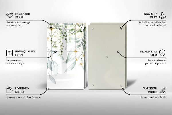 Főzőlap védő üveglap Akvarell növények