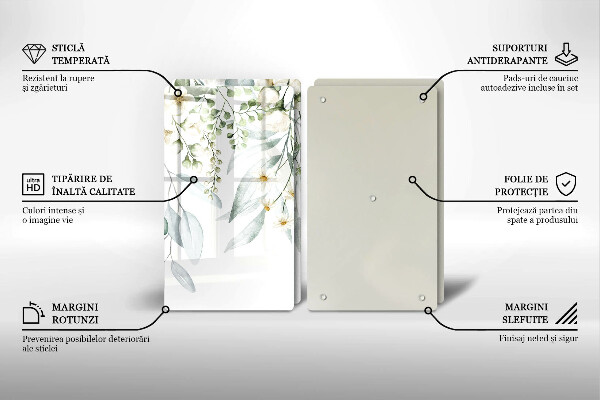 Főzőlap védő üveglap Akvarell növények