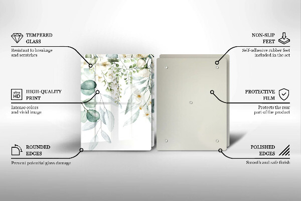 Főzőlap védő üveglap Akvarell növények