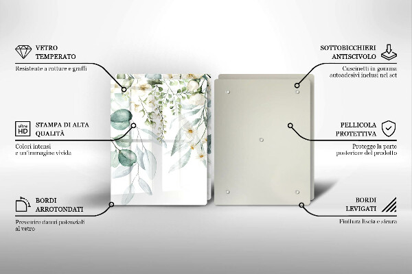 Főzőlap védő üveglap Akvarell növények