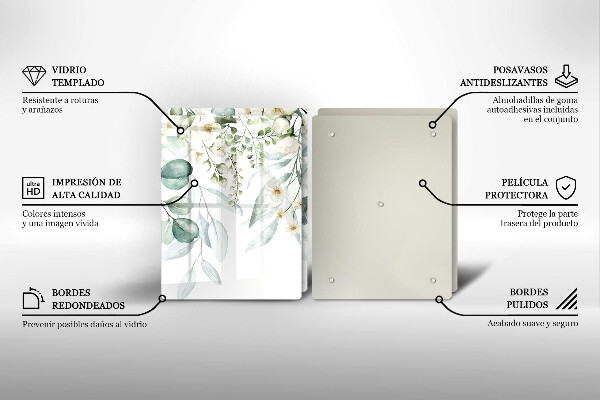 Főzőlap védő üveglap Akvarell növények