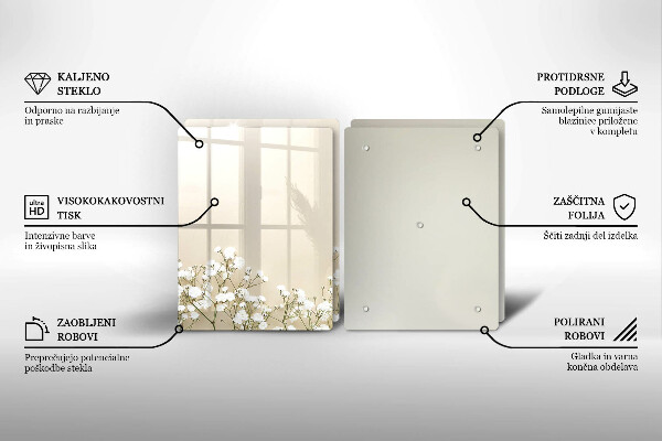 Főzőlap védő üveglap Gipsz boho virágok