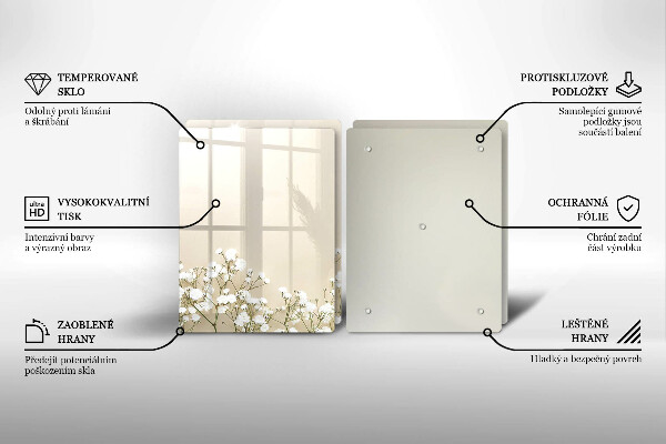 Főzőlap védő üveglap Gipsz boho virágok